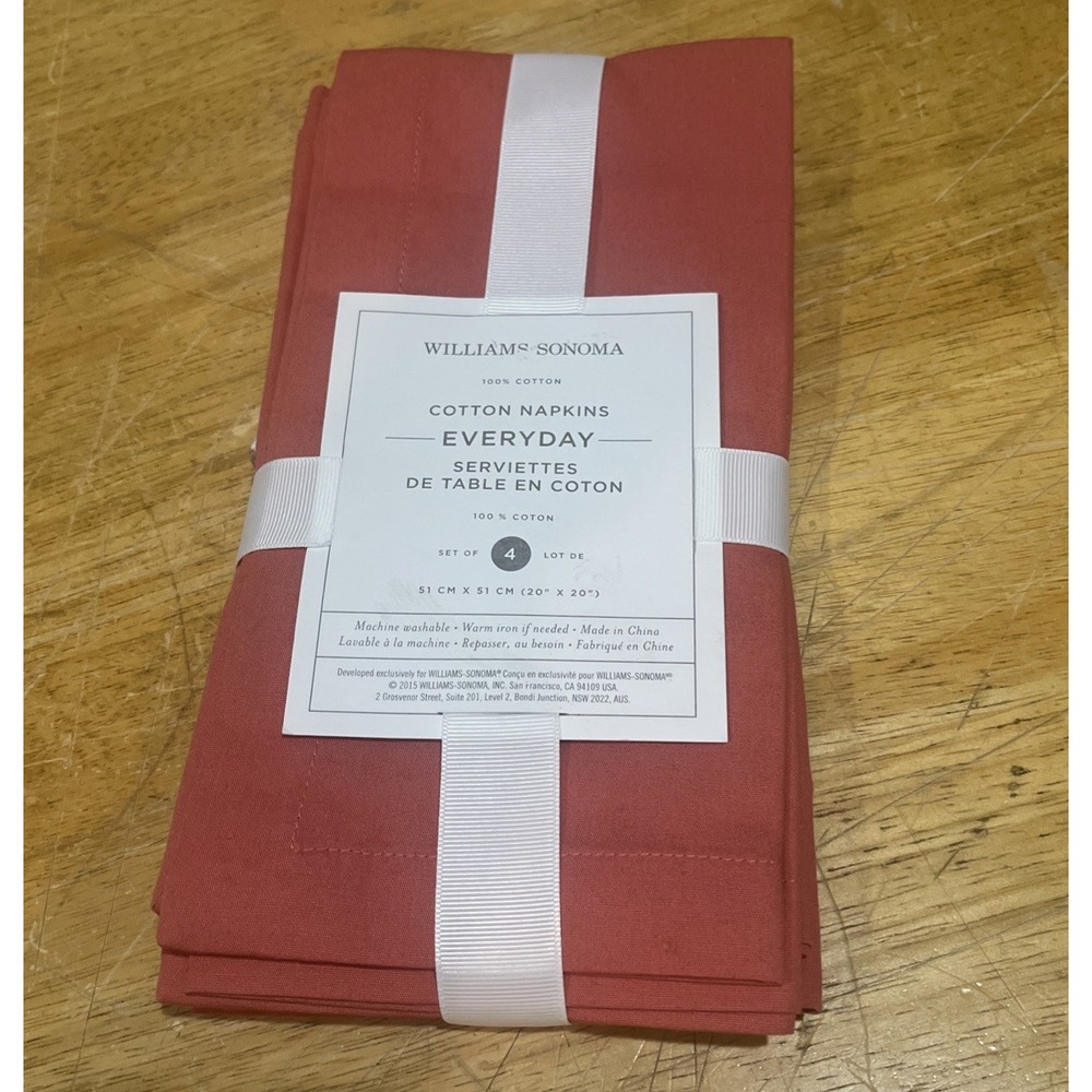 Williams‎ Sonoma Set OF 4 Everyday Cotton Napkins Coral Pink